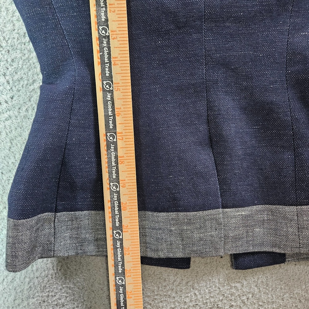 $268 NWT BCBGMaxazria Suit Blazer Jacket Women XXS Cotton Linen Navy Gray‎ NEW - Picture 16 of 16